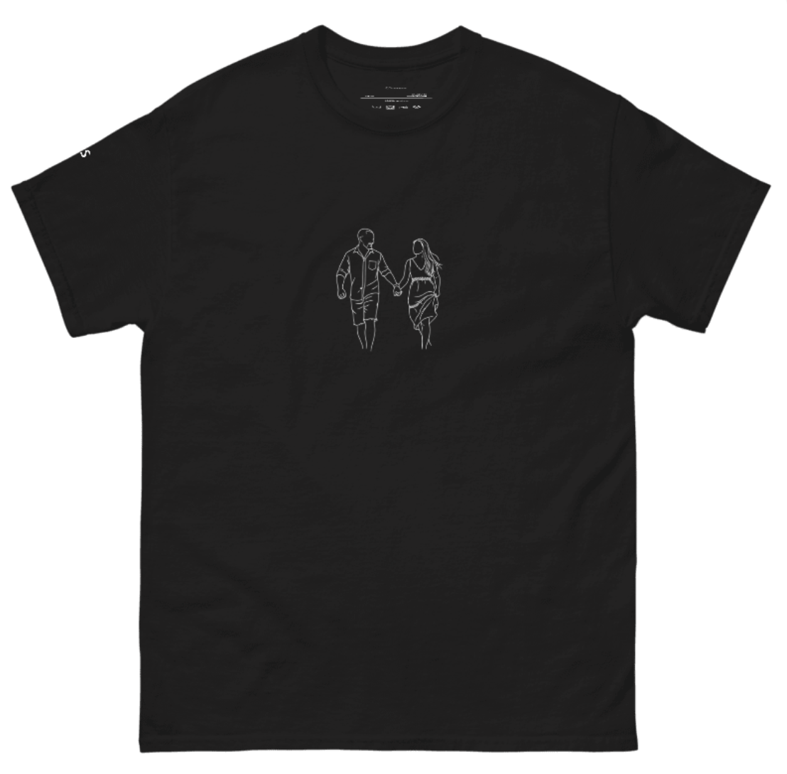 T-shirt personalizada com arte linear | T-shirt minimalista de algodão personalizada