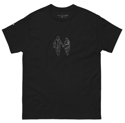 T-shirt personalizada com arte linear | T-shirt minimalista de algodão personalizada