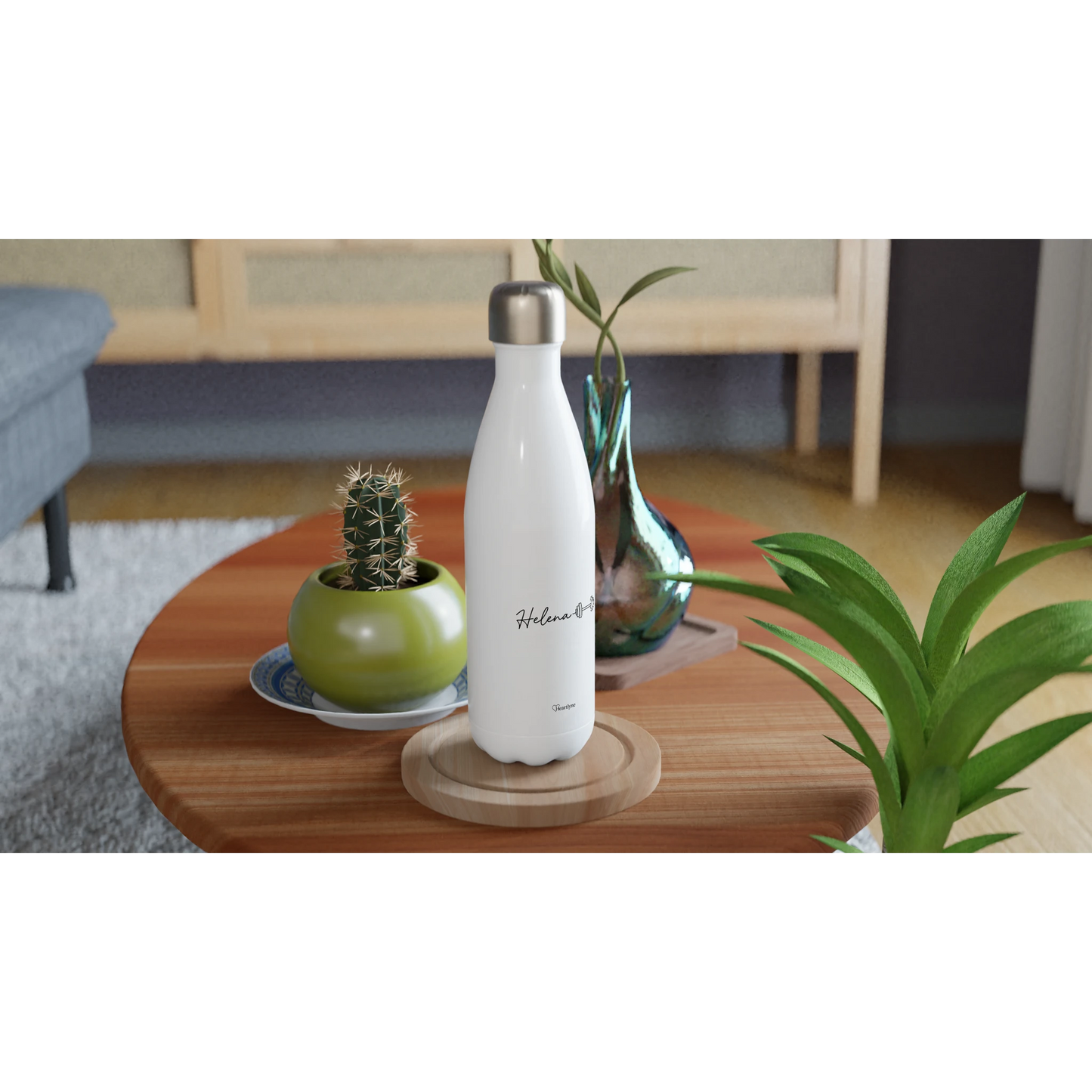 Garrafa de água personalizada | Garrafa de aço com arte linear personalizada